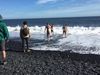 By no mean should anyone ever go swimming at Reynisfjara beach. People need to stay far away from the surf because of sneaker waves.