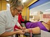 A blood donor at the blood bank.