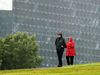 Tourists often go inside Harpa when nature calls.