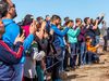 Tourists at Geysir in Iceland.