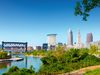 Cleveland is located next to Lake Erie.