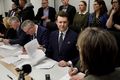 Lífskjör Halldór Benjamín Þorbergsson, formaður Samtaka atvinnulífsins, við undirritun margumrædds lífskjarasamnings. Formaður Sameykis segist ósáttur við þann hluta samningsins sem lýtur að styttingu vinnuvikunnar.