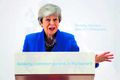Brexit Theresa May flutti ræðu um brexit-deiluna í Lundúnum í gær.