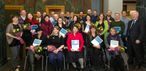 Fulltrúar fyrirtækjanna sem fengu úthlutað styrkjum frá Landsbankanum. Fulltrúar fyrirtækjanna sem fengu úthlutað styrkjum frá Landsbankanum.