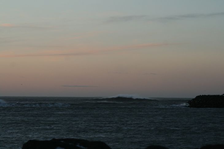 Miklar grynningar eru við Landeyjahöfn, eins og sést á myndinni sem tekin var í gær.