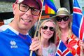 Gay Pride í Ósló Hermann, Erla Óladóttir, starfsmaður í sendiráðinu í Ósló, og Hildur Blöndal, kona Hermanns.