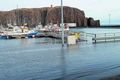 Stykkishólmur Á háflóði í gær flæddi yfir veginn út í Súgandisey, nokkuð sem sjaldan hefur gerst áður.