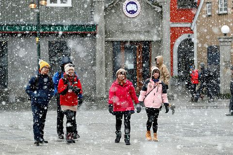Tourists in Reykjavik in February