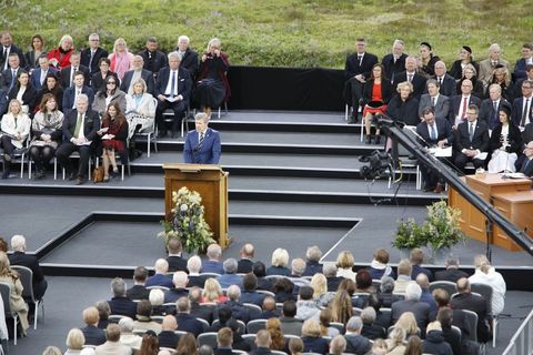 Frá hátíðarfundinum á Þingvöllum.