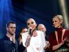 Ragnhildur Steinunn Jónsdóttir, on the far right, wearing the controversial outfit. In the middle is Svala, who will be singing Iceland's entry to the Eurovision song contest in May.