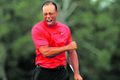 Sá besti Tiger Woods fagnar sigrinum á Mastersmótinu.